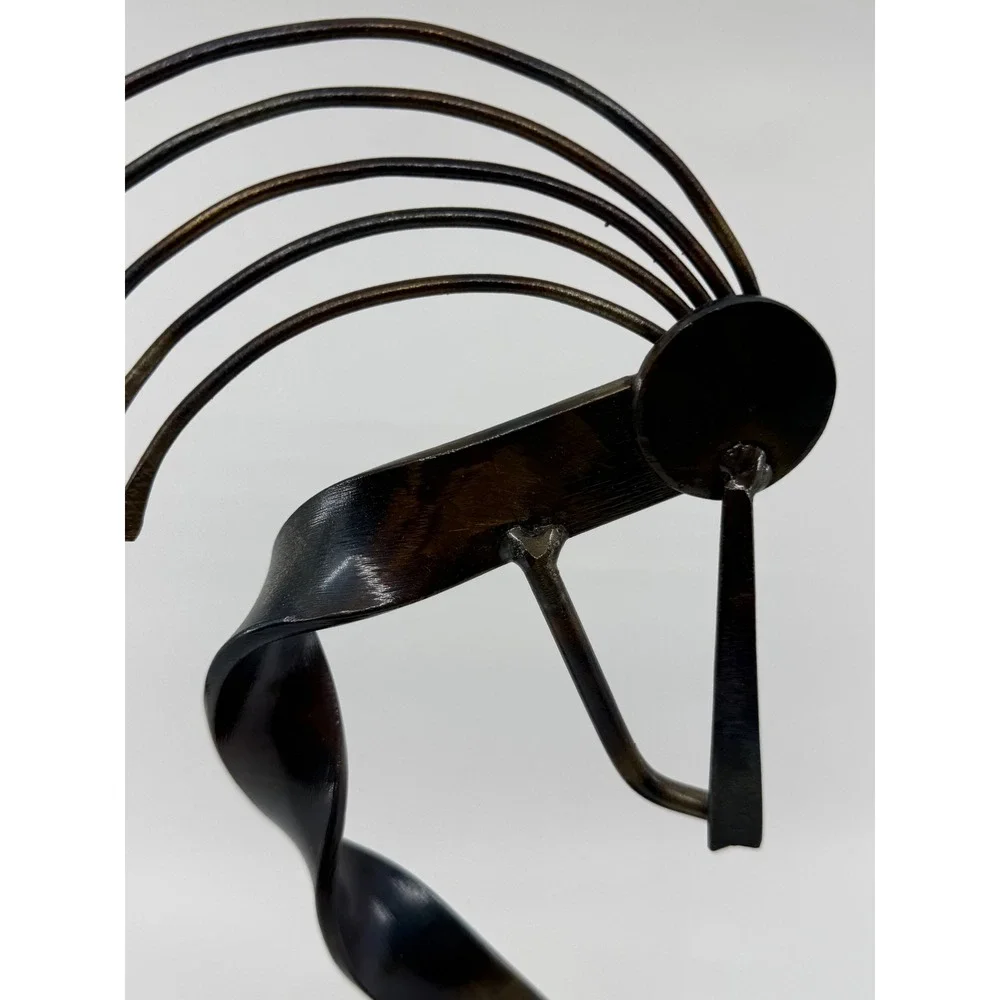 Kokopelli Metal Sculpture Candle Holder Wrought Iron Southwestern Flute Player